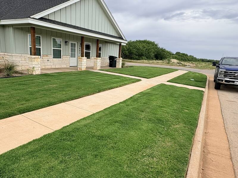 Thick, healthy lawn after mowing, Abilene, TX